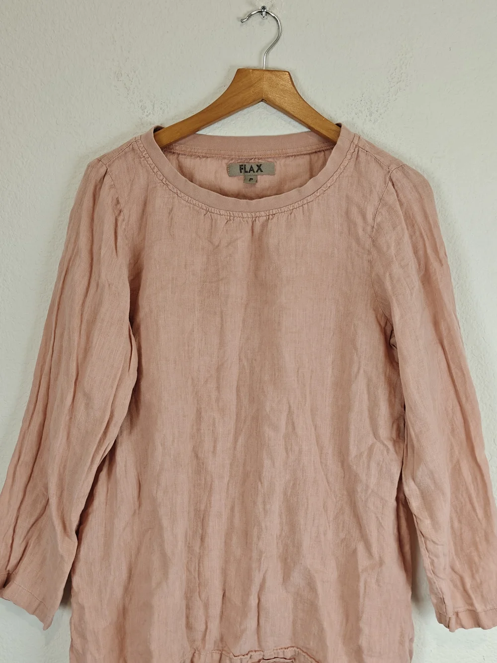 FLAX 100% Linen Pink Relaxed Fit Tunic Top | Coastal Cottagecore Boho Small - Picture 3 of 11